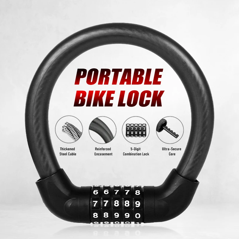 U Lock Heavy Duty - Kunci Sepeda Kombinasi 5 Digit, Kunci